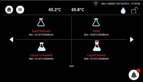 T-Lab Eco Lab Autoclave touchscreen control panel