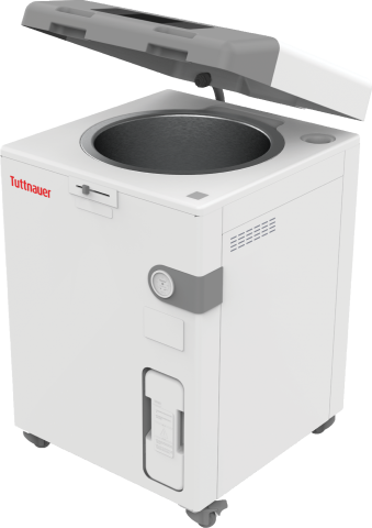 T-Lab Eco vertical laboratory Autoclave with open door